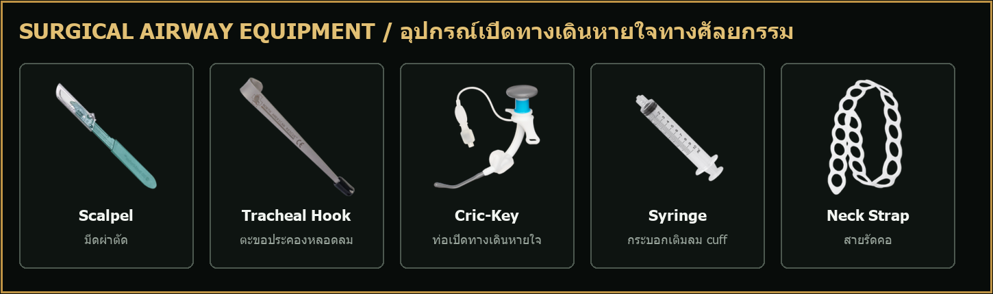 ชุดอุปกรณ์ที่ใช้ในมินิเกม Surgical Airway
