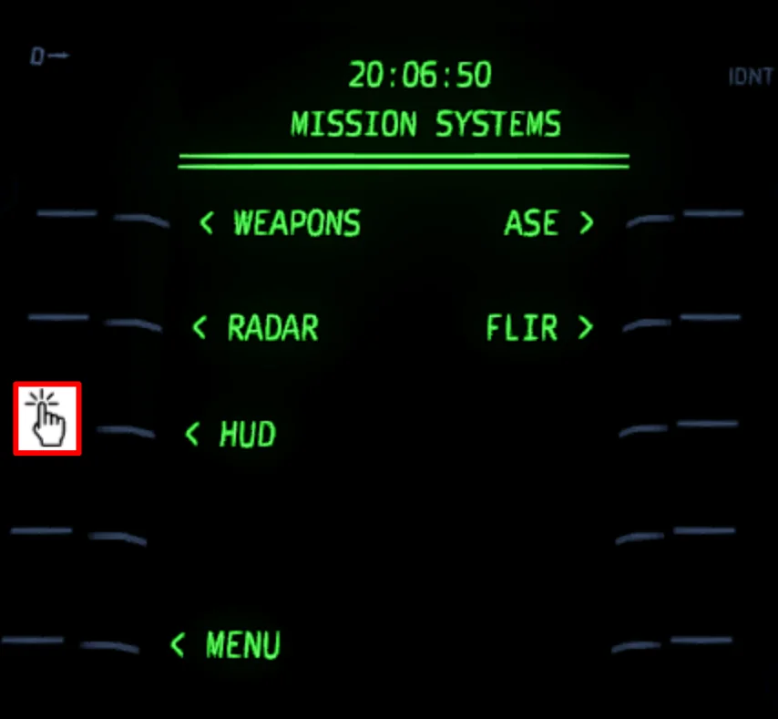 UH-60M Mission Systems HUD menu